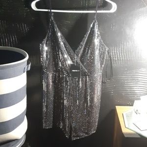 silver and black spaghetti strap shorts jumper